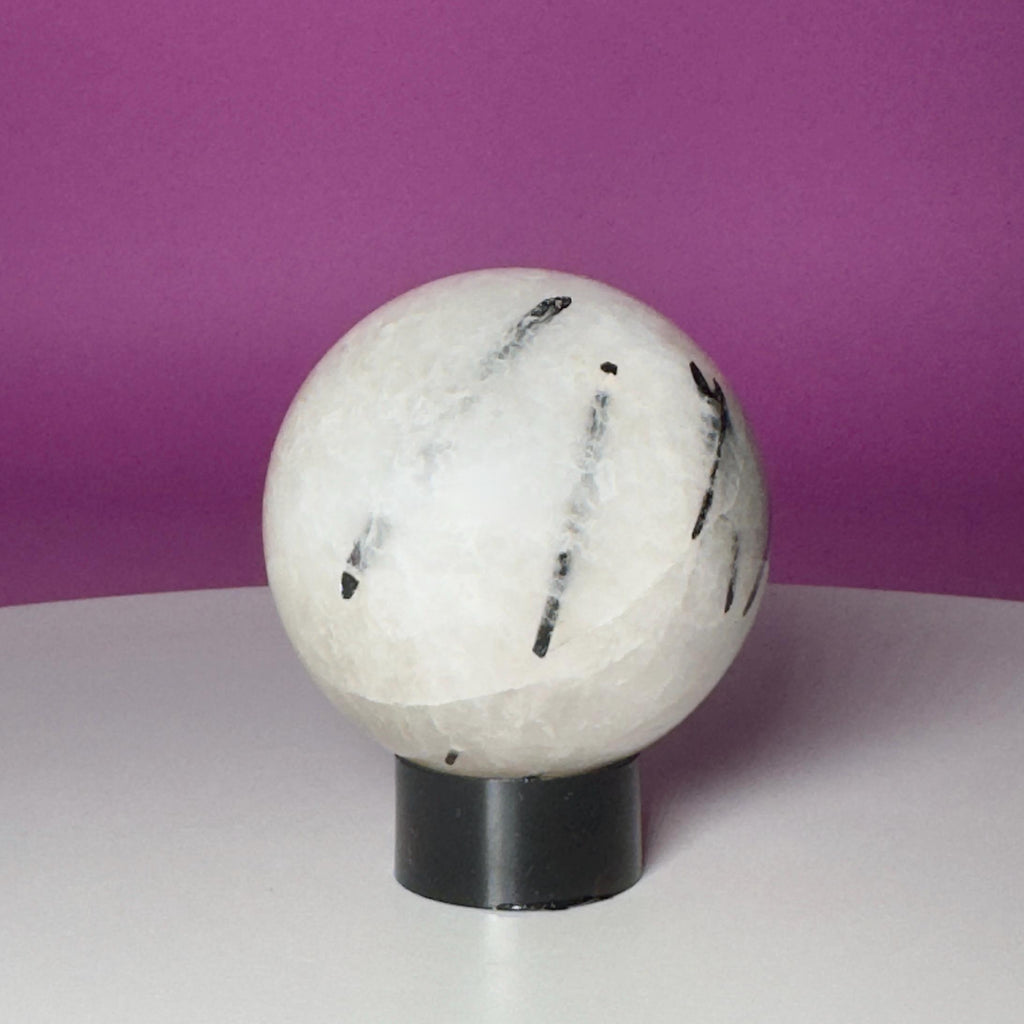 Tourmaline Quartz Sphere with Stand | Black Tourmaline Crystal