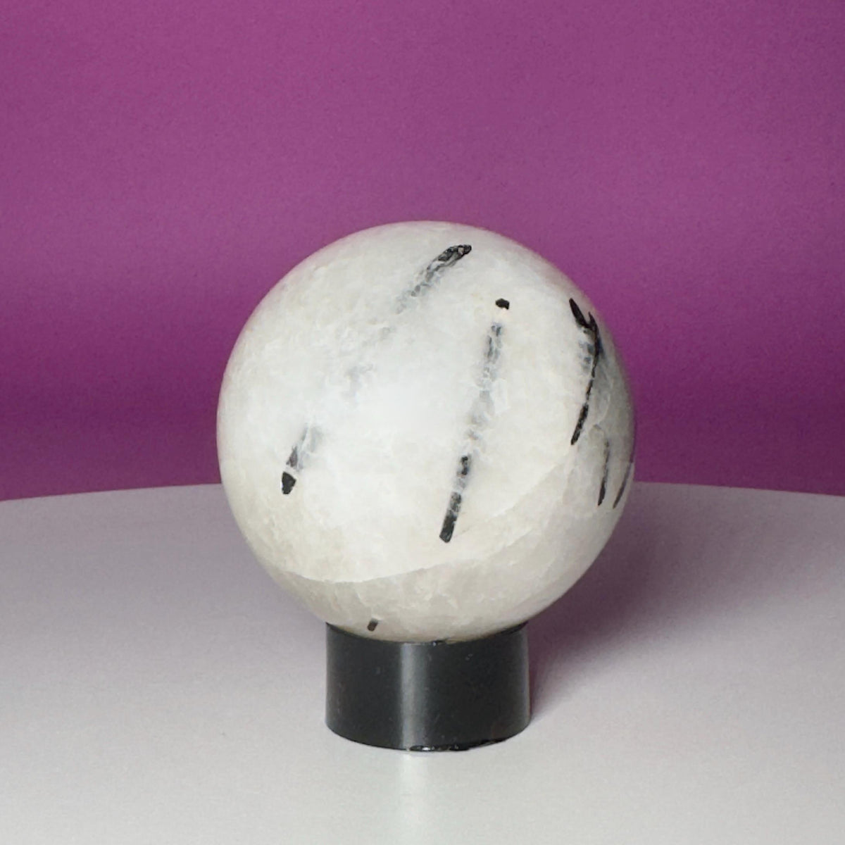 Tourmaline Quartz Sphere with Stand | Black Tourmaline Crystal