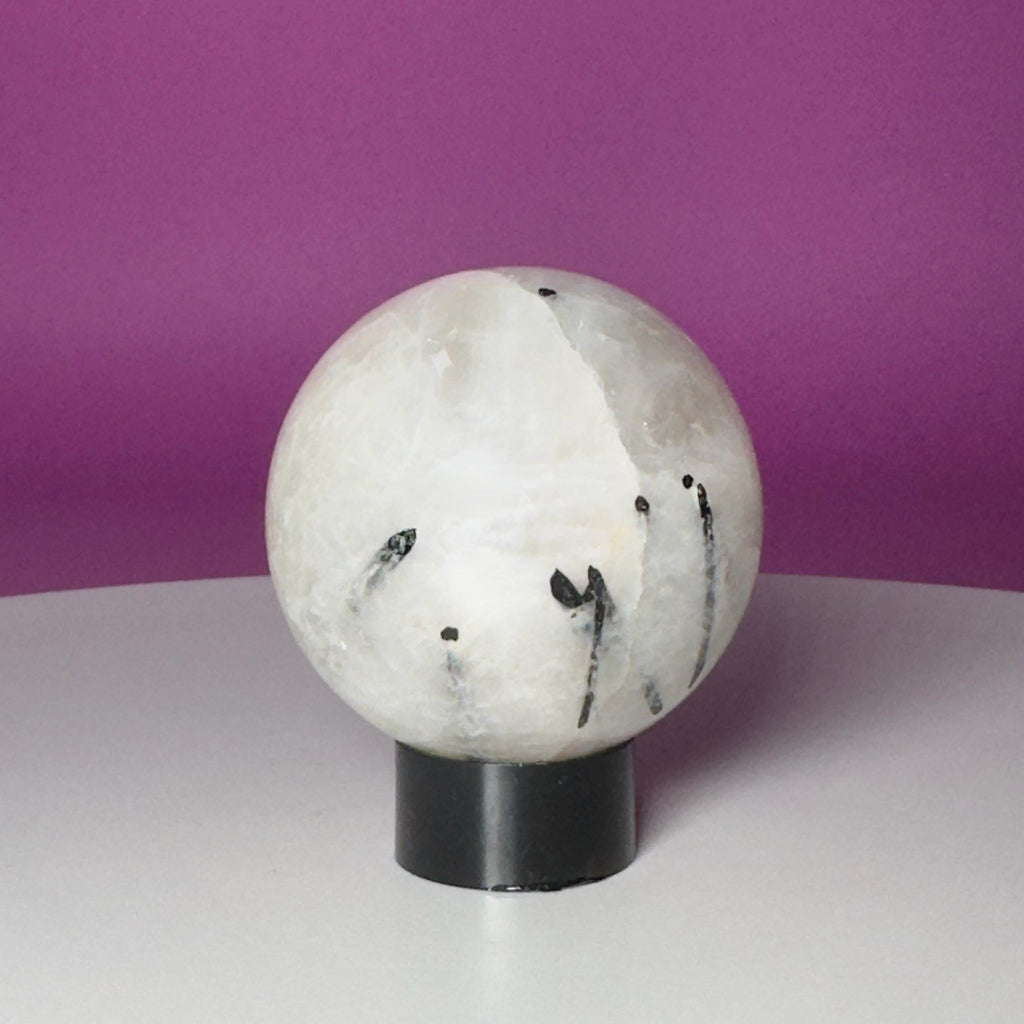 Tourmaline Quartz Sphere with Stand | Black Tourmaline Crystal