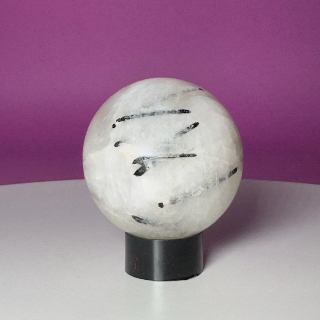 Tourmaline Quartz Sphere with Stand | Black Tourmaline Crystal