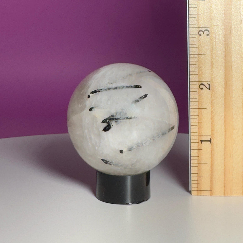 Tourmaline Quartz Sphere with Stand | Black Tourmaline Crystal
