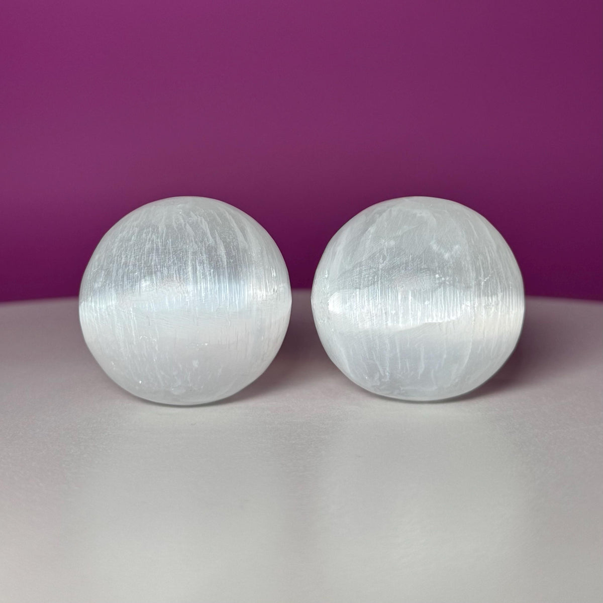 Selenite Sphere Lot | 2 White & 3 Orange Hand Carved Spheres
