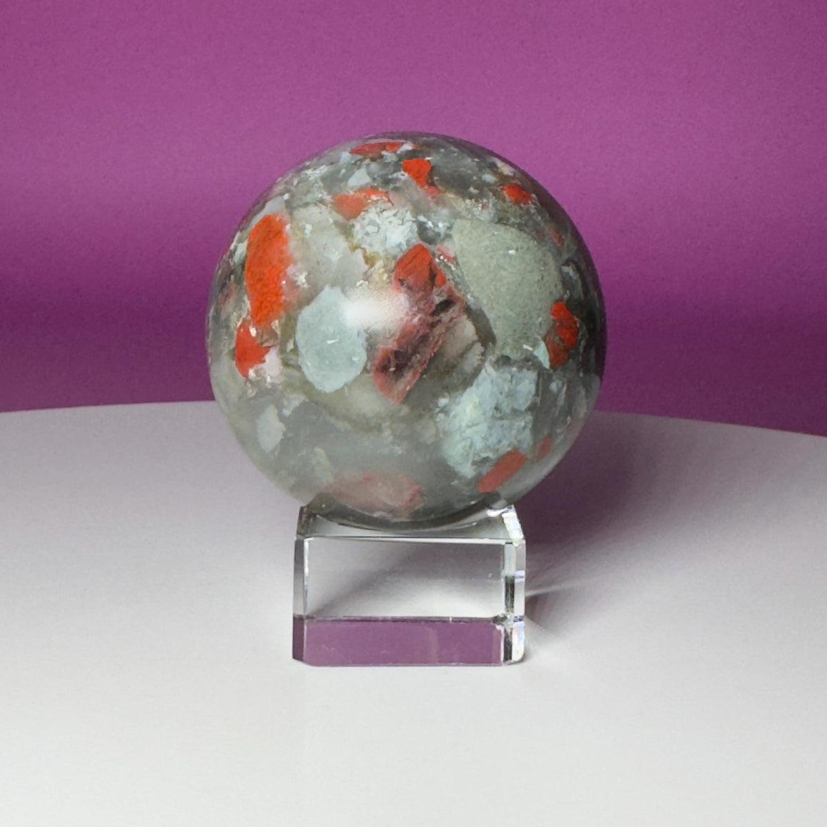 Bloodstone Sphere with Glass Display Stand