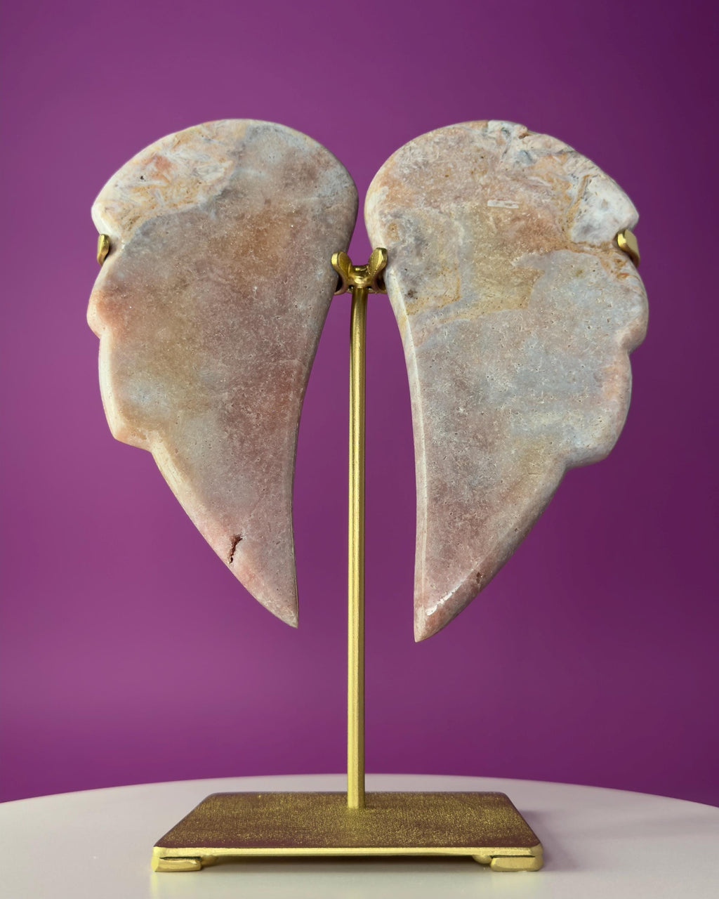 Pink Amethyst Angel Wings | Blue Agate Crystal Display | Druzy | 1340g
