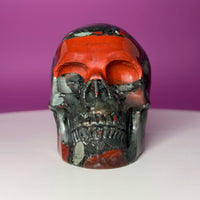 African Bloodstone Skull Carving – 483g Natural Stone Skull