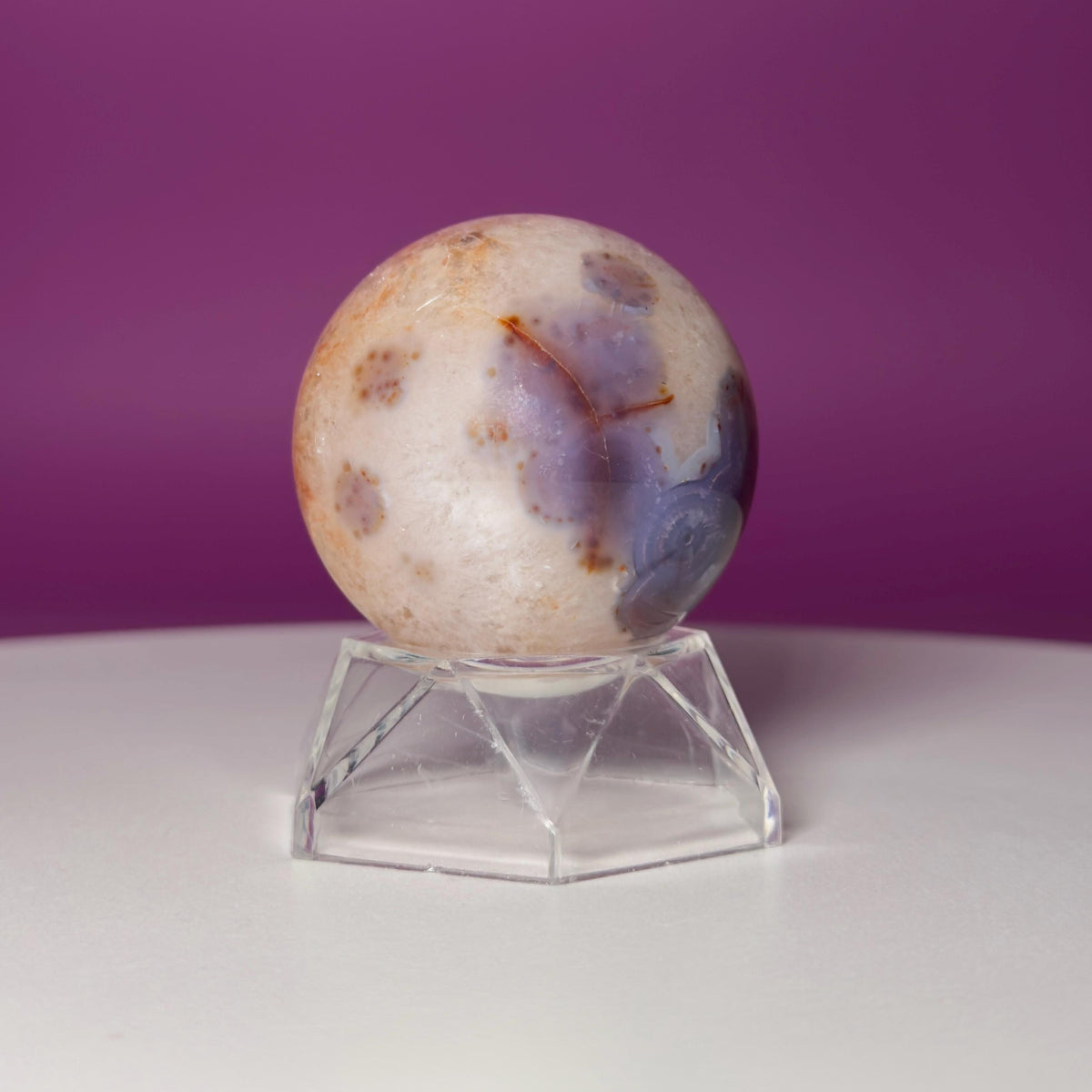 Blue Flower Agate Sphere | Crystal Sphere with Acrylic Stand