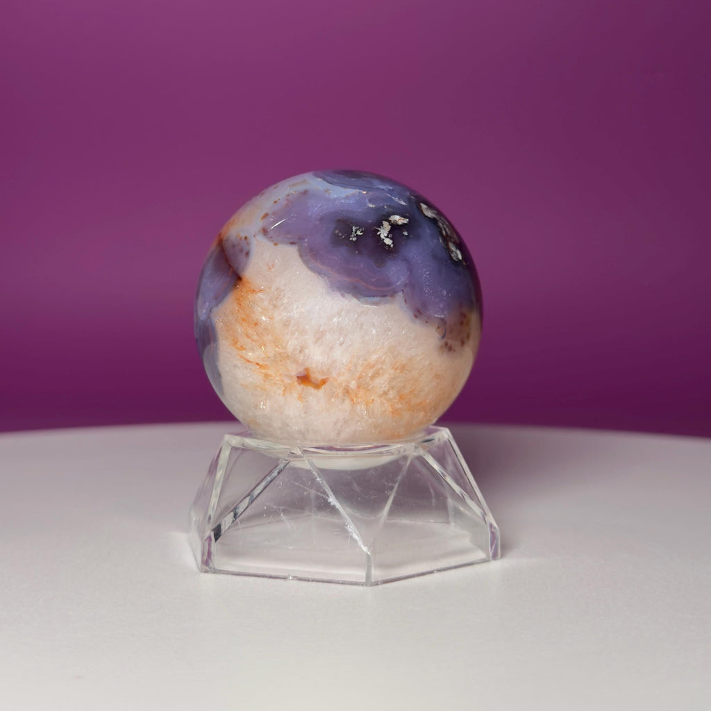 Blue Flower Agate Sphere | Crystal Sphere with Acrylic Stand