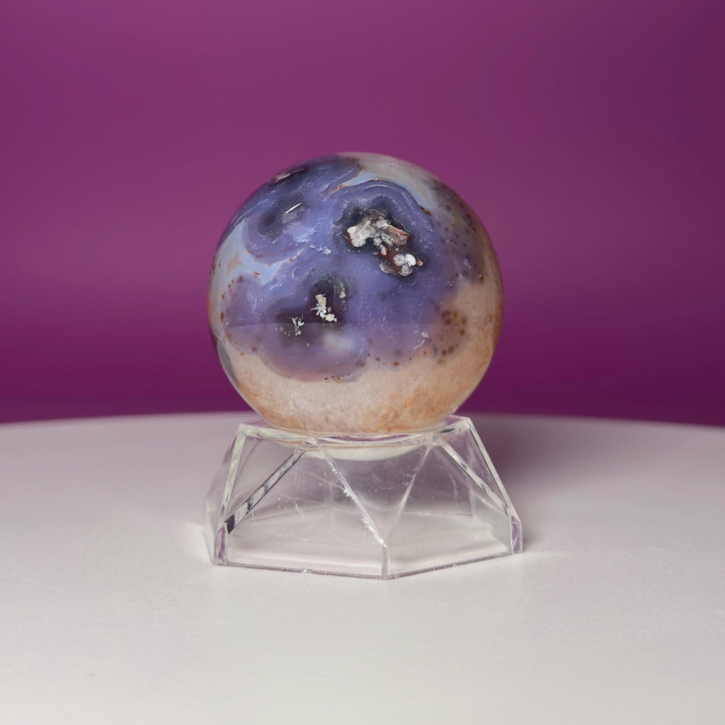 Blue Flower Agate Sphere | Crystal Sphere with Acrylic Stand