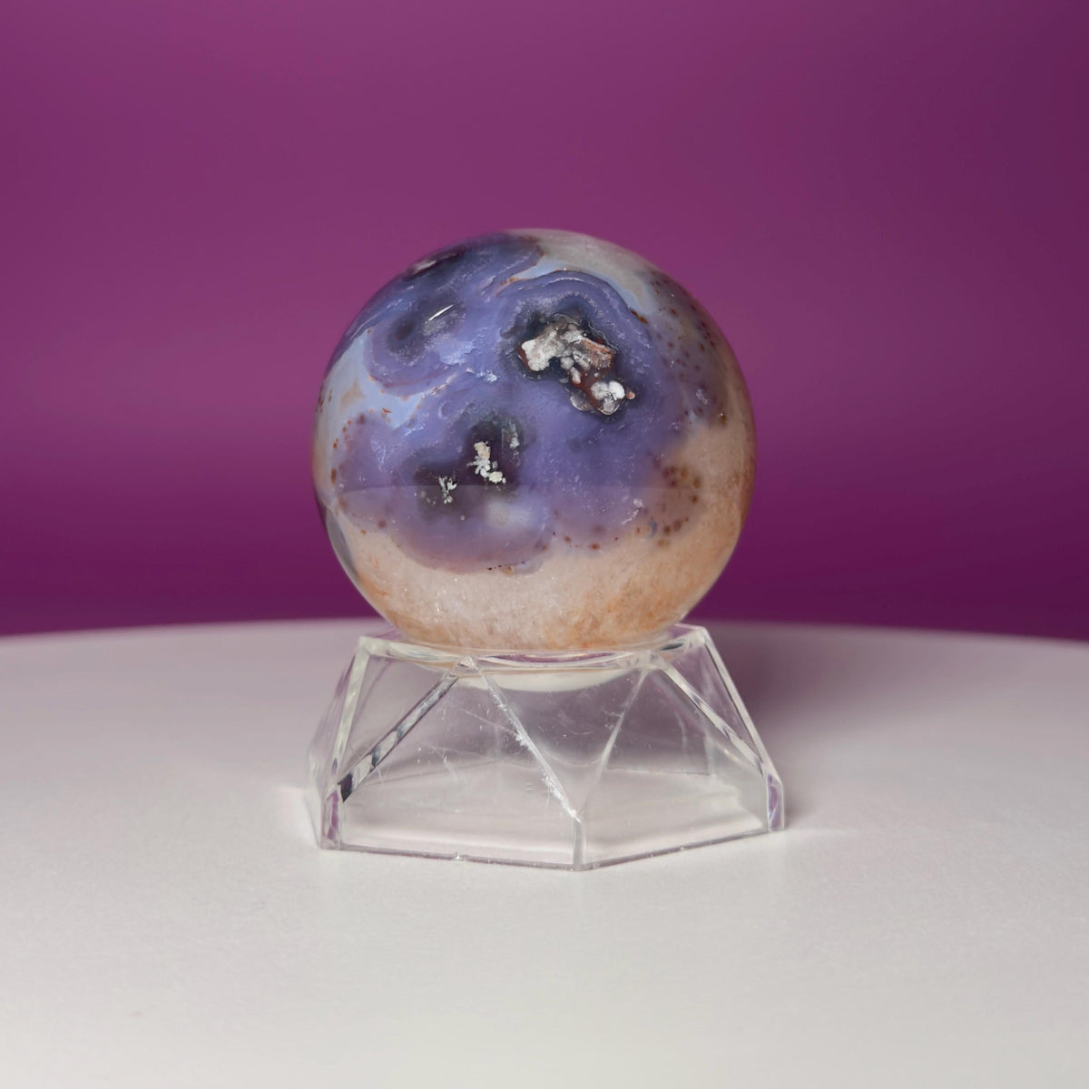 Blue Flower Agate Sphere | Crystal Sphere with Acrylic Stand