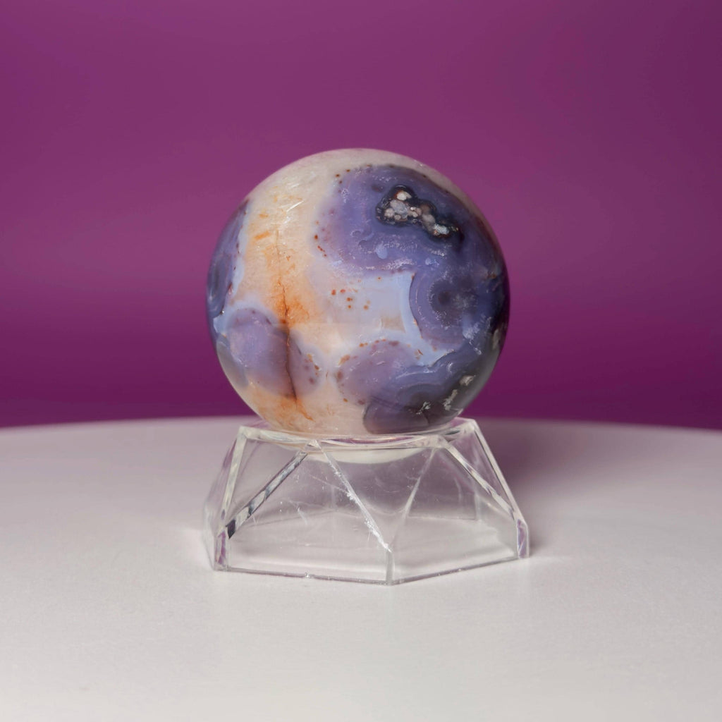 Blue Flower Agate Sphere | Crystal Sphere with Acrylic Stand
