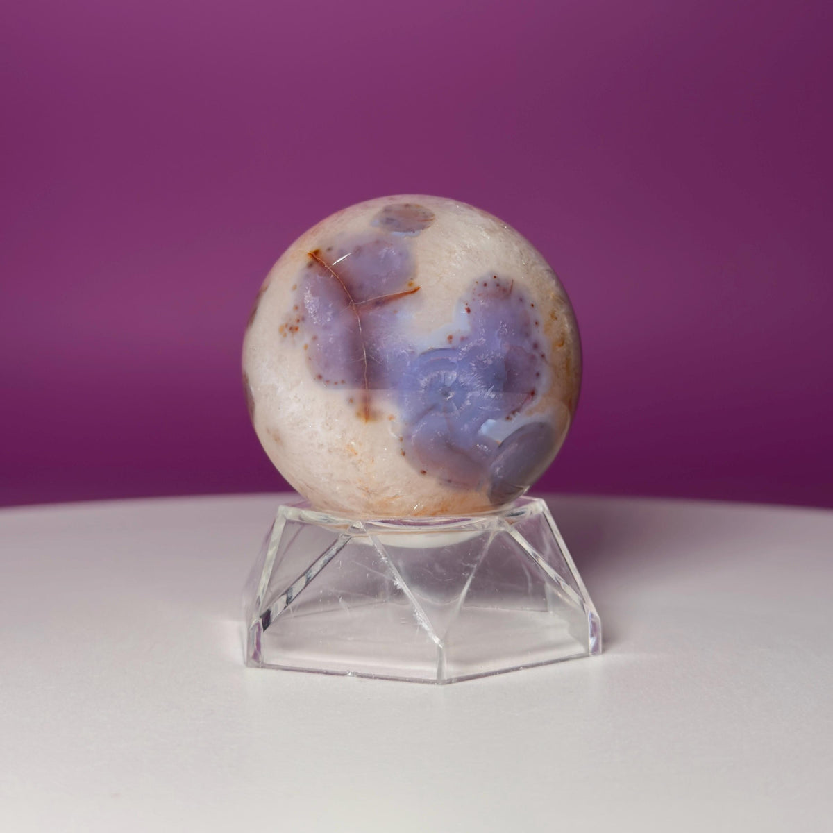 Blue Flower Agate Sphere | Crystal Sphere with Acrylic Stand