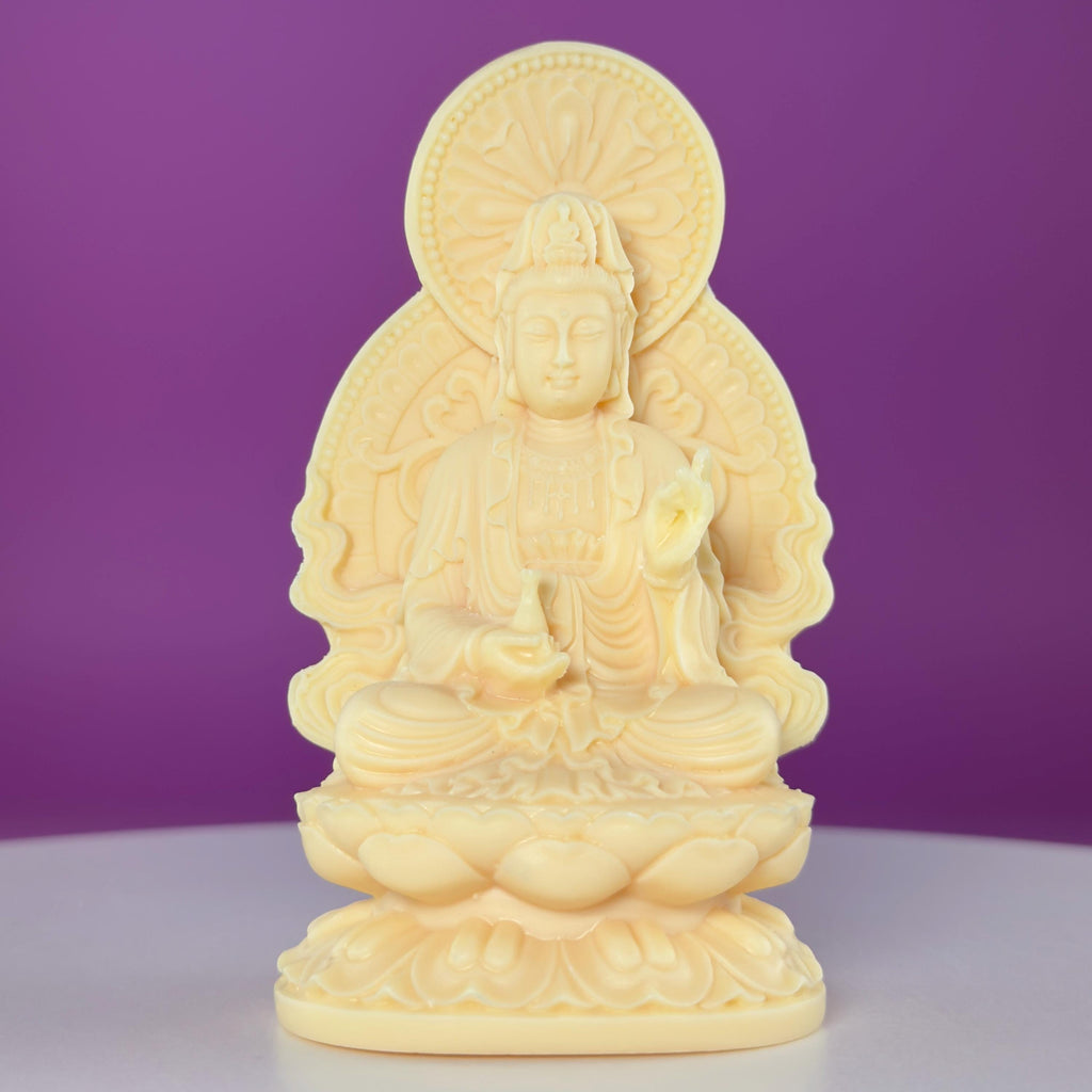 Ivory Nut Guanyin Carving – 5.87" Spiritual Statue