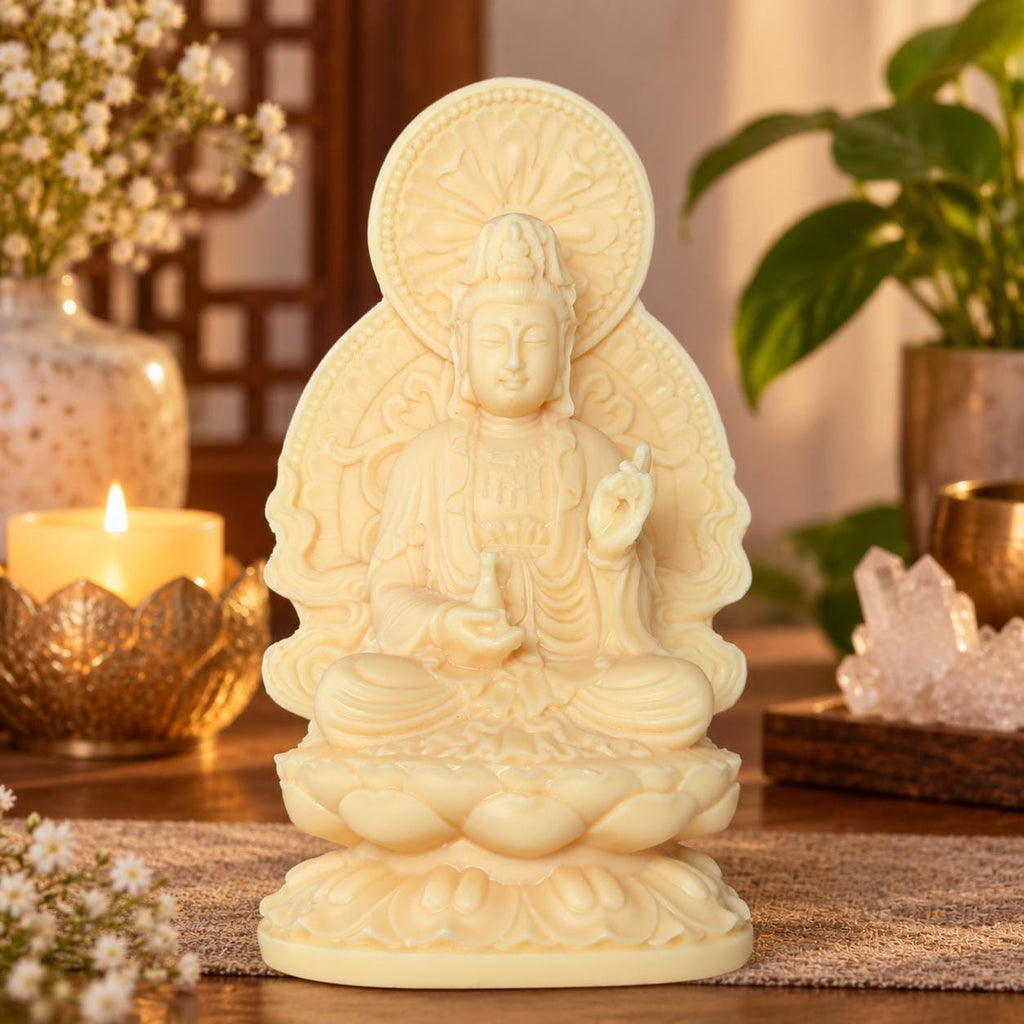 Ivory Nut Guanyin Carving – 5.87" Spiritual Statue