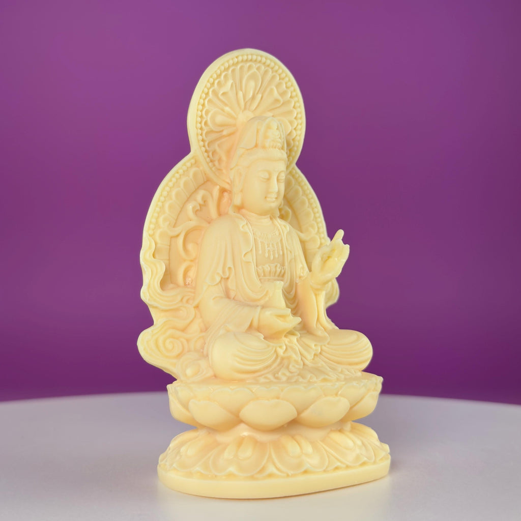 Ivory Nut Guanyin Carving – 5.87" Spiritual Statue
