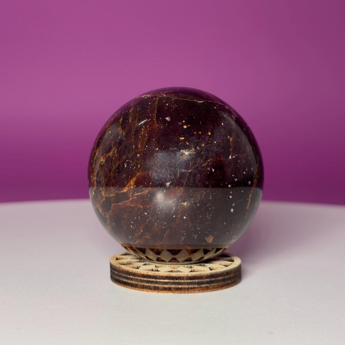 Star Aragonite Sphere | Crystal Sphere with Wood Stand | 217g