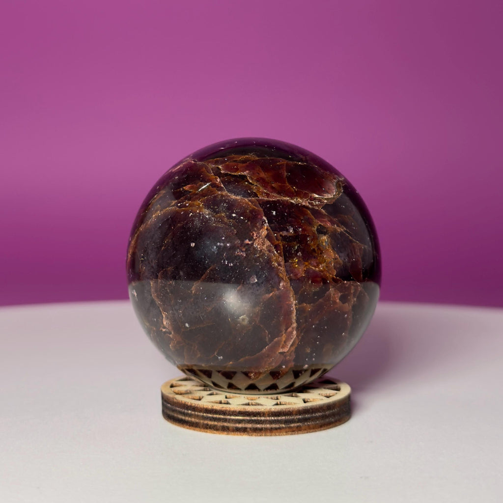 Star Aragonite Sphere | Crystal Sphere with Wood Stand | 217g
