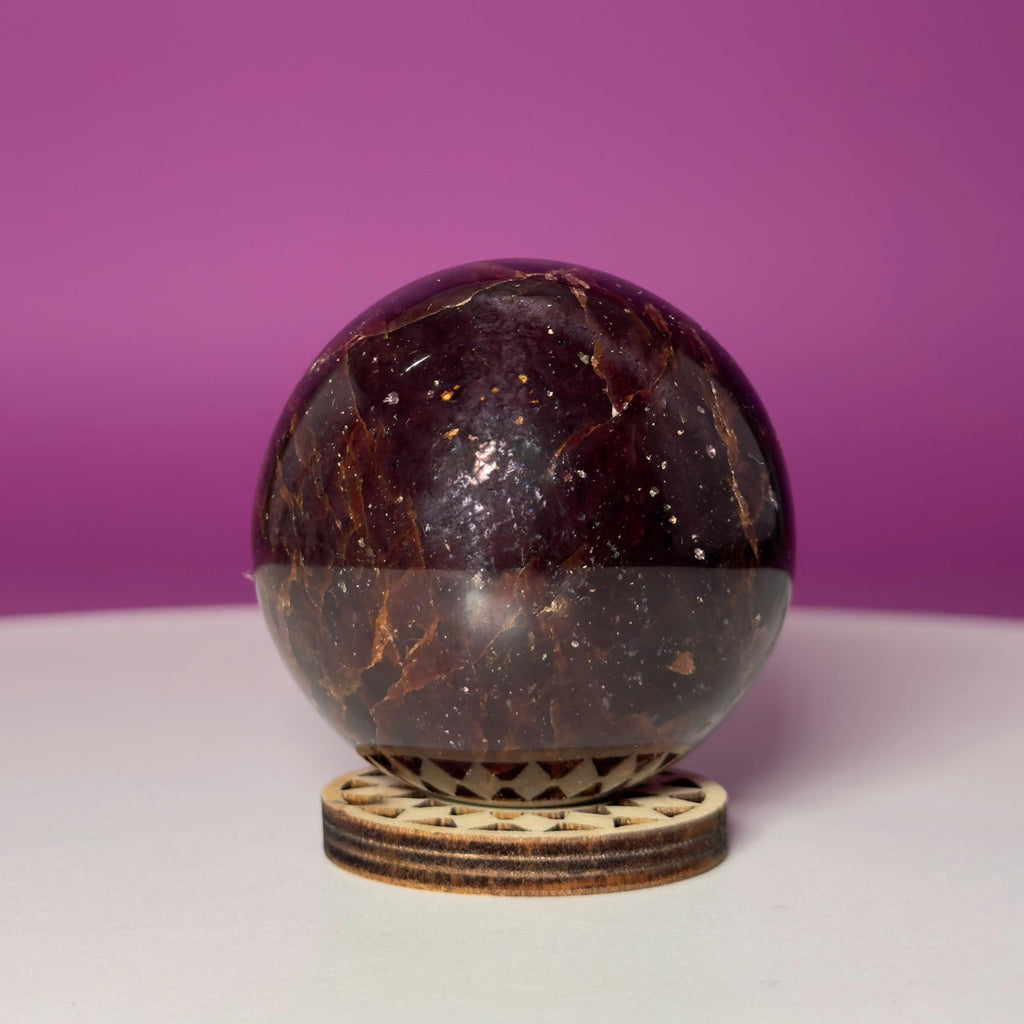 Star Aragonite Sphere | Crystal Sphere with Wood Stand | 217g
