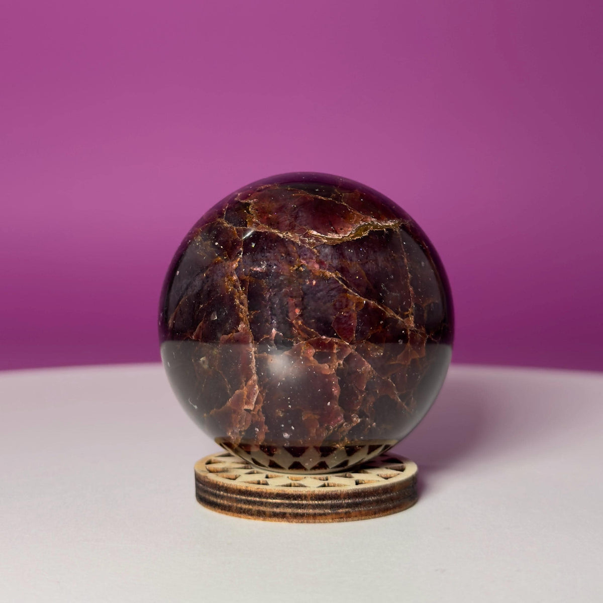 Star Aragonite Sphere | Crystal Sphere with Wood Stand | 217g