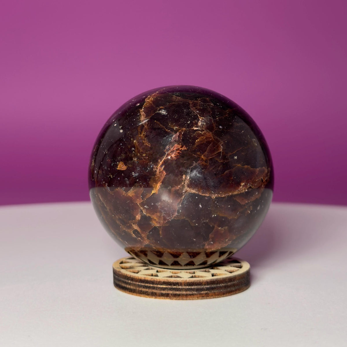 Star Aragonite Sphere | Crystal Sphere with Wood Stand | 217g