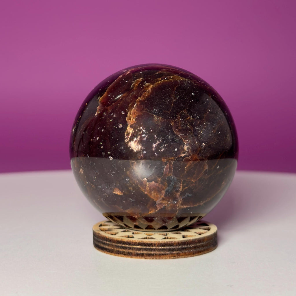 Star Aragonite Sphere | Crystal Sphere with Wood Stand | 217g