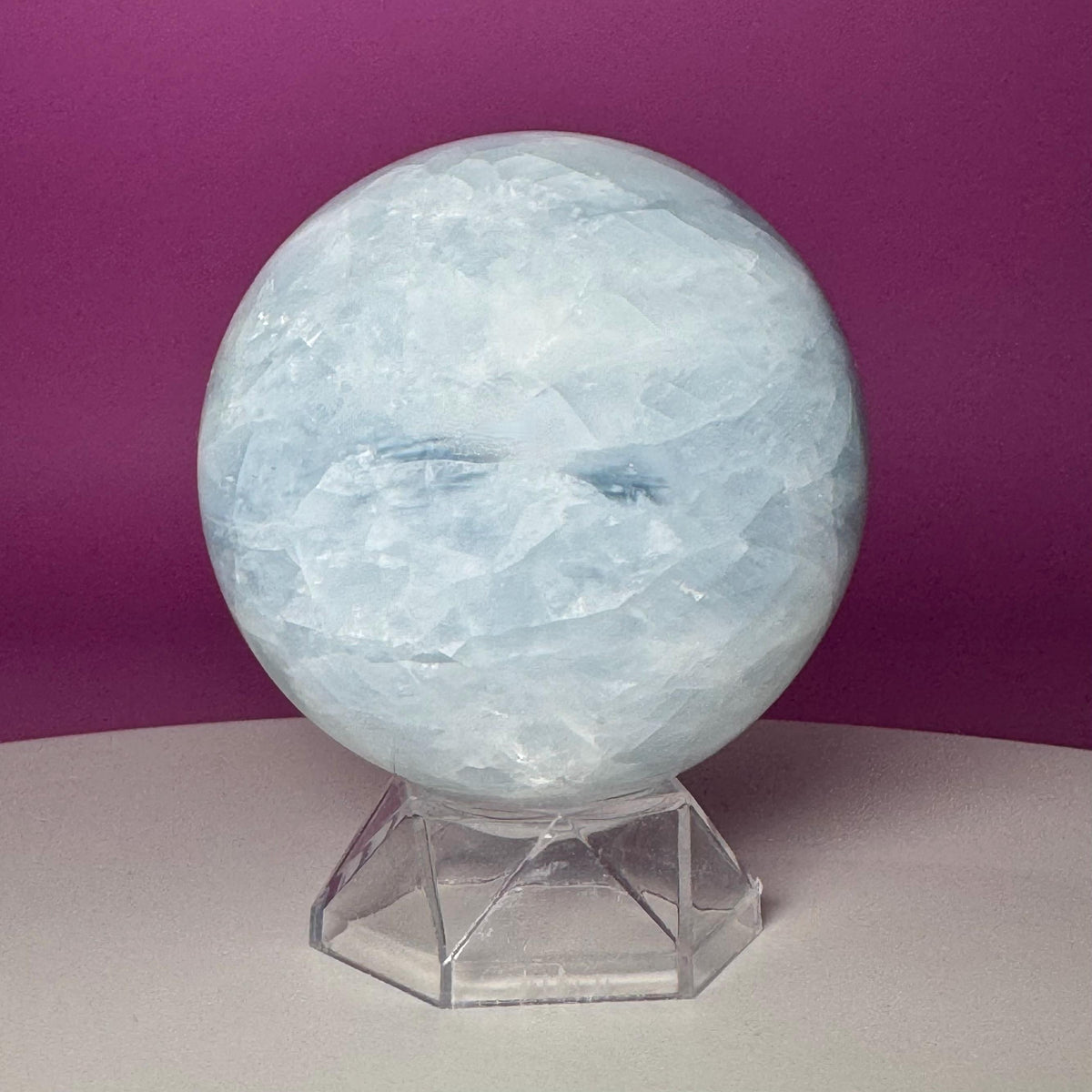 Blue Calcite Sphere with Acrylic Stand | Large Crystal Display