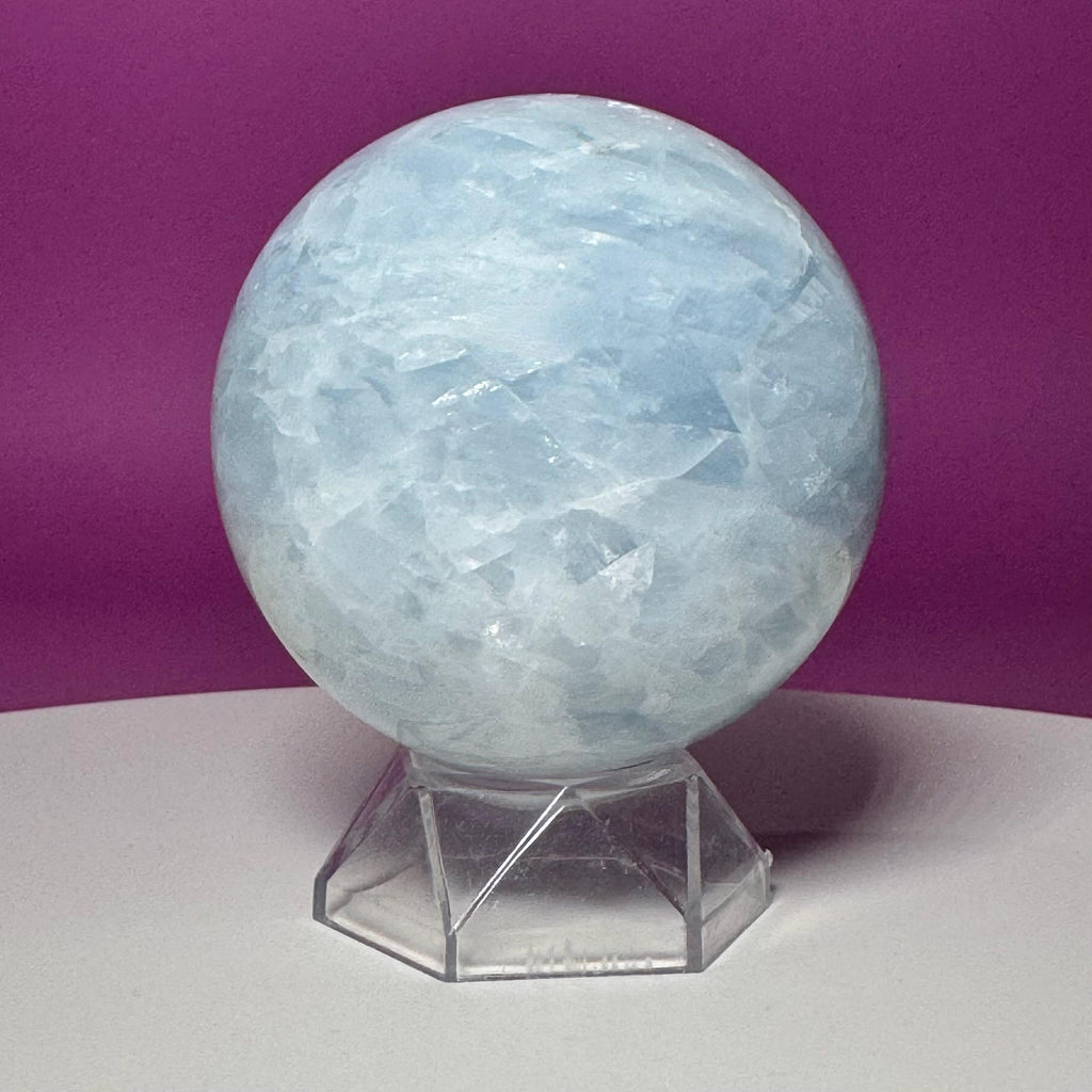 Blue Calcite Sphere with Acrylic Stand | Large Crystal Display