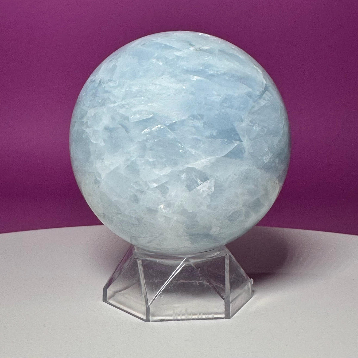 Blue Calcite Sphere with Acrylic Stand | Large Crystal Display