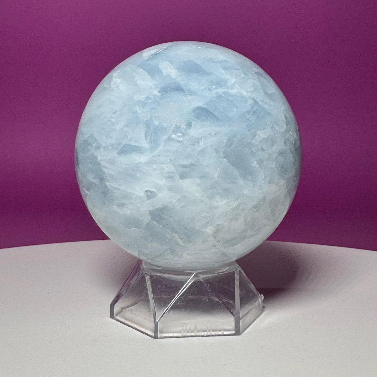 Blue Calcite Sphere with Acrylic Stand | Large Crystal Display