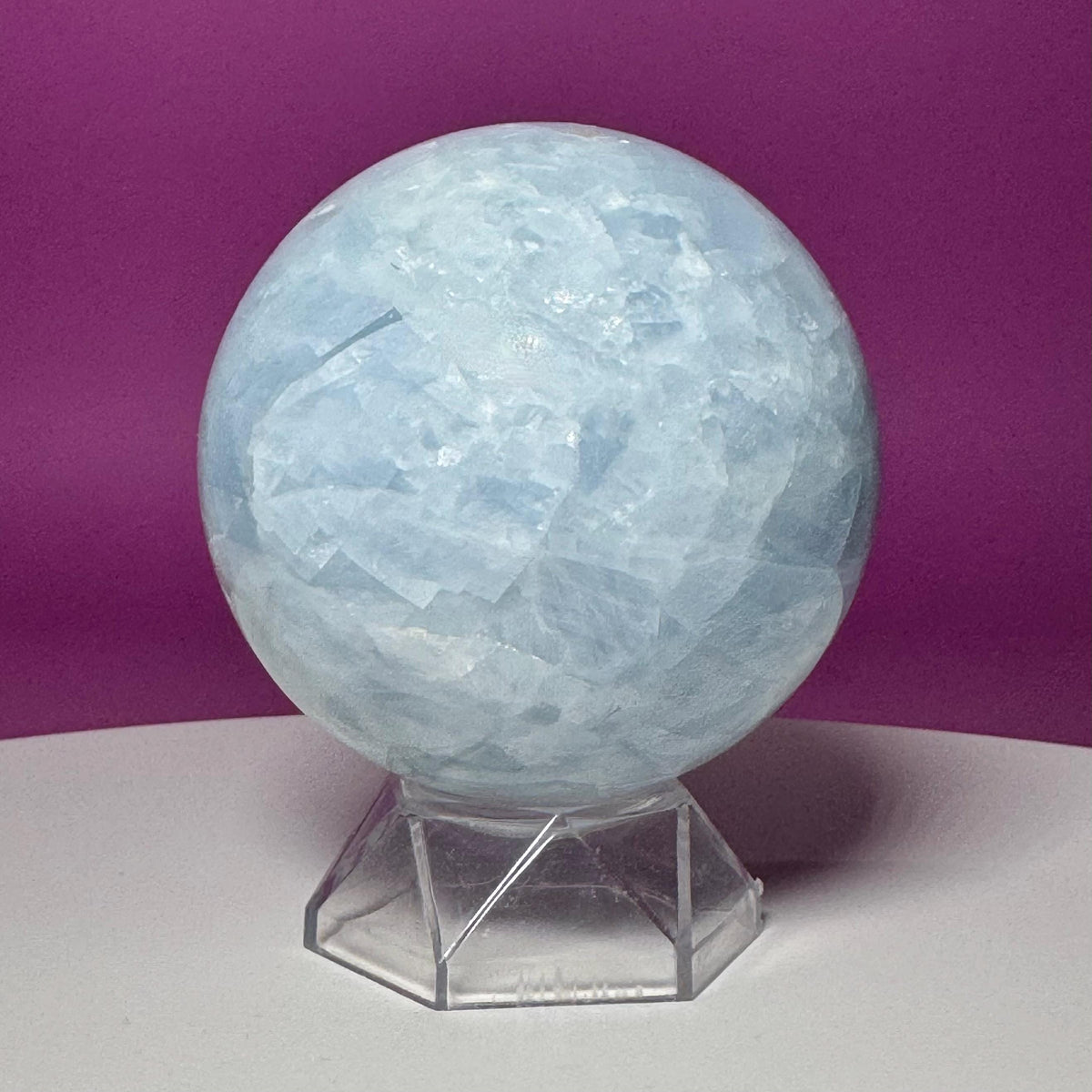 Blue Calcite Sphere with Acrylic Stand | Large Crystal Display