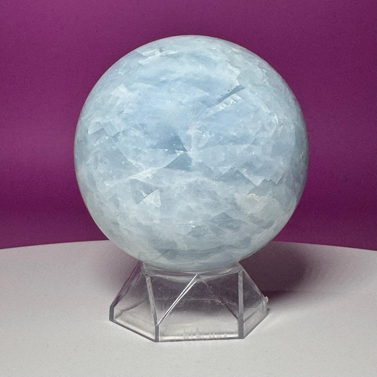 Blue Calcite Sphere with Acrylic Stand | Large Crystal Display