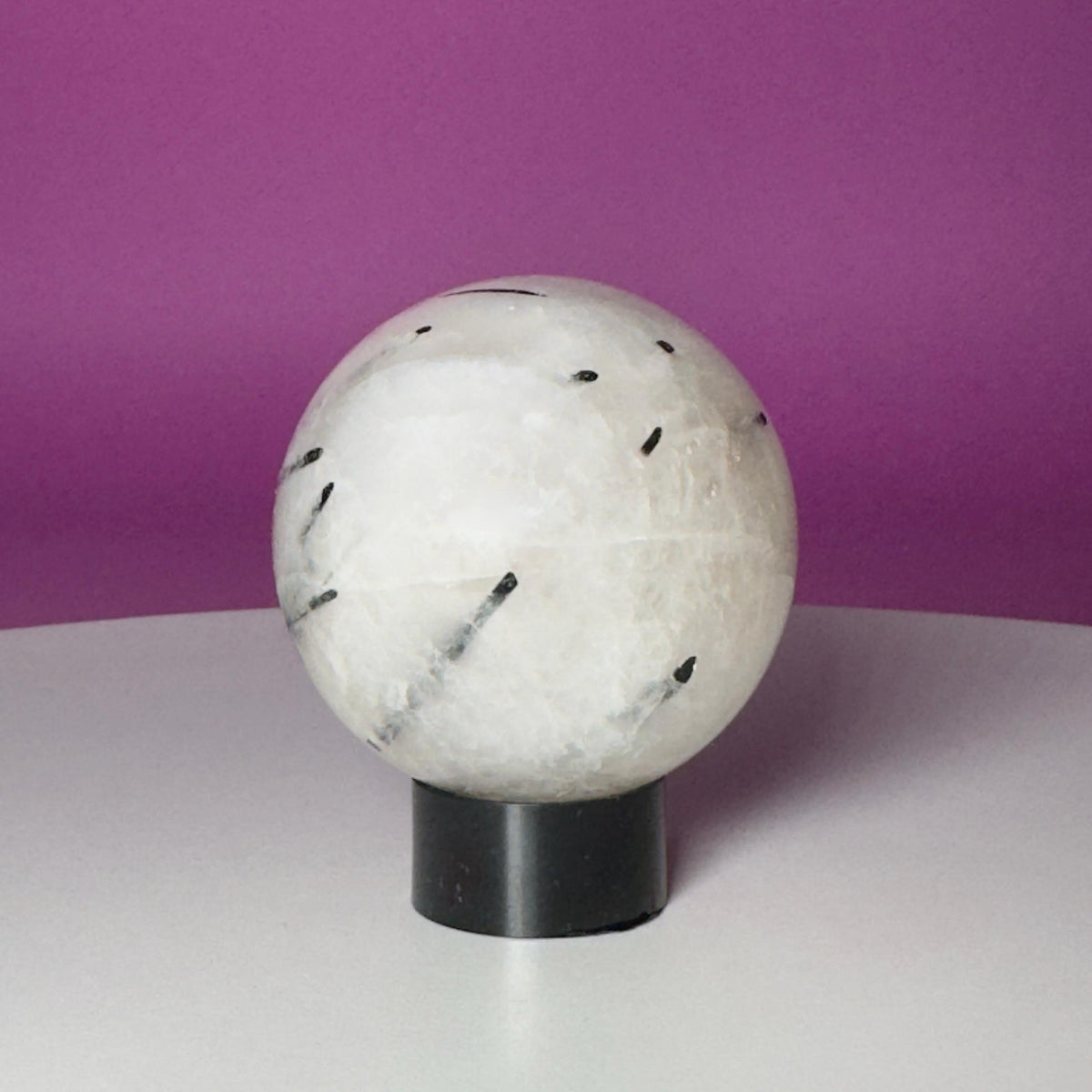 Tourmaline Quartz Sphere with Stand | Black Tourmaline Crystal