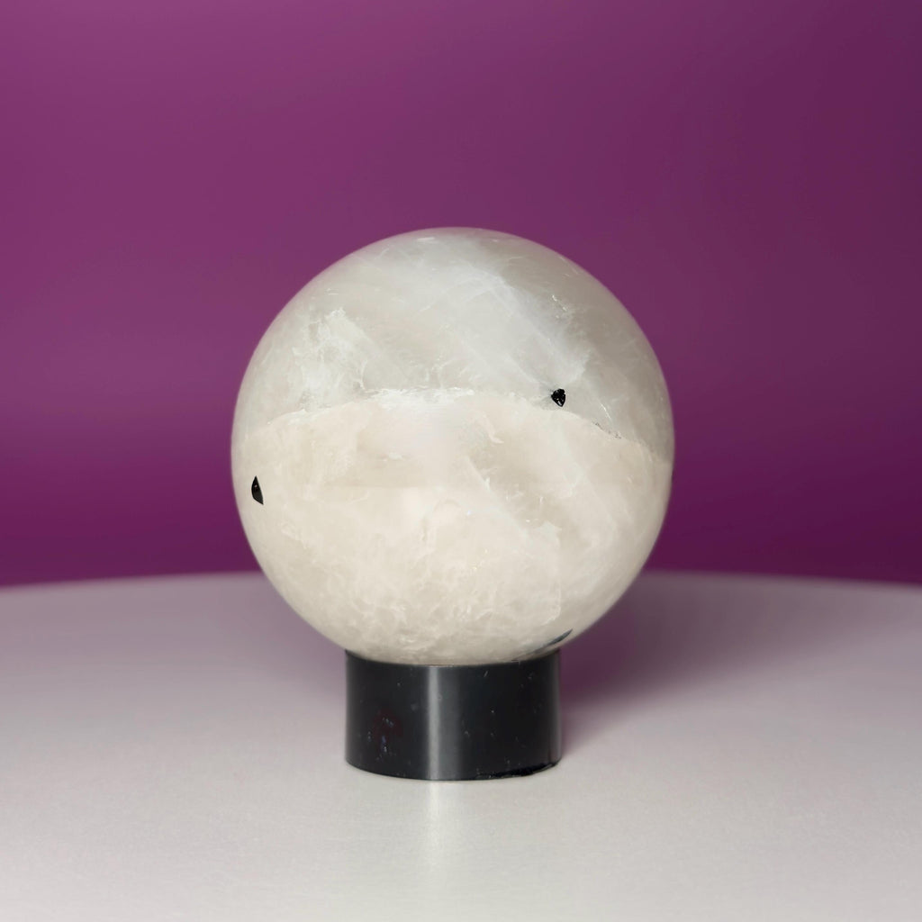Tourmaline Quartz Sphere with Stand | Black Tourmaline Crystal