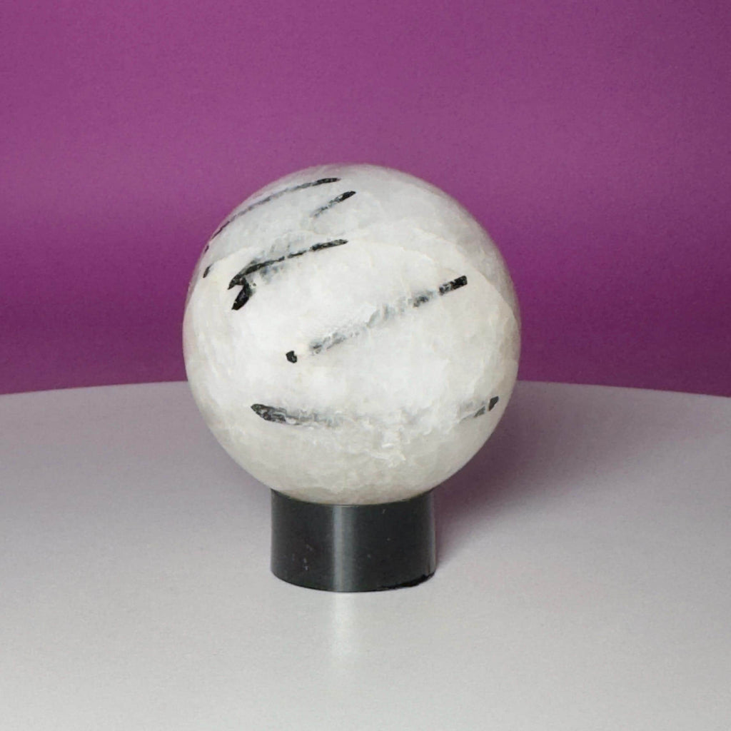 Tourmaline Quartz Sphere with Stand | Black Tourmaline Crystal