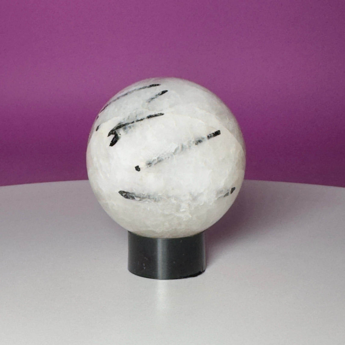 Tourmaline Quartz Sphere with Stand | Black Tourmaline Crystal