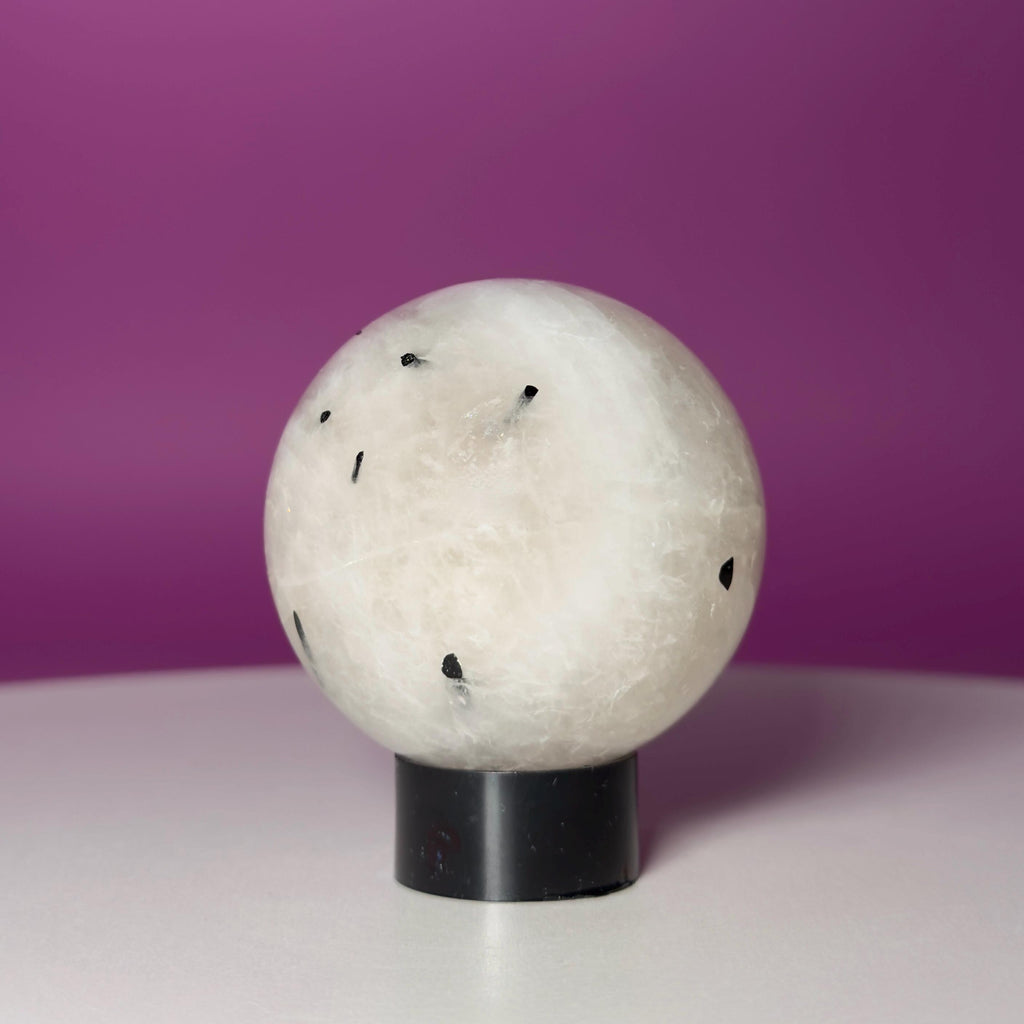 Tourmaline Quartz Sphere with Stand | Black Tourmaline Crystal