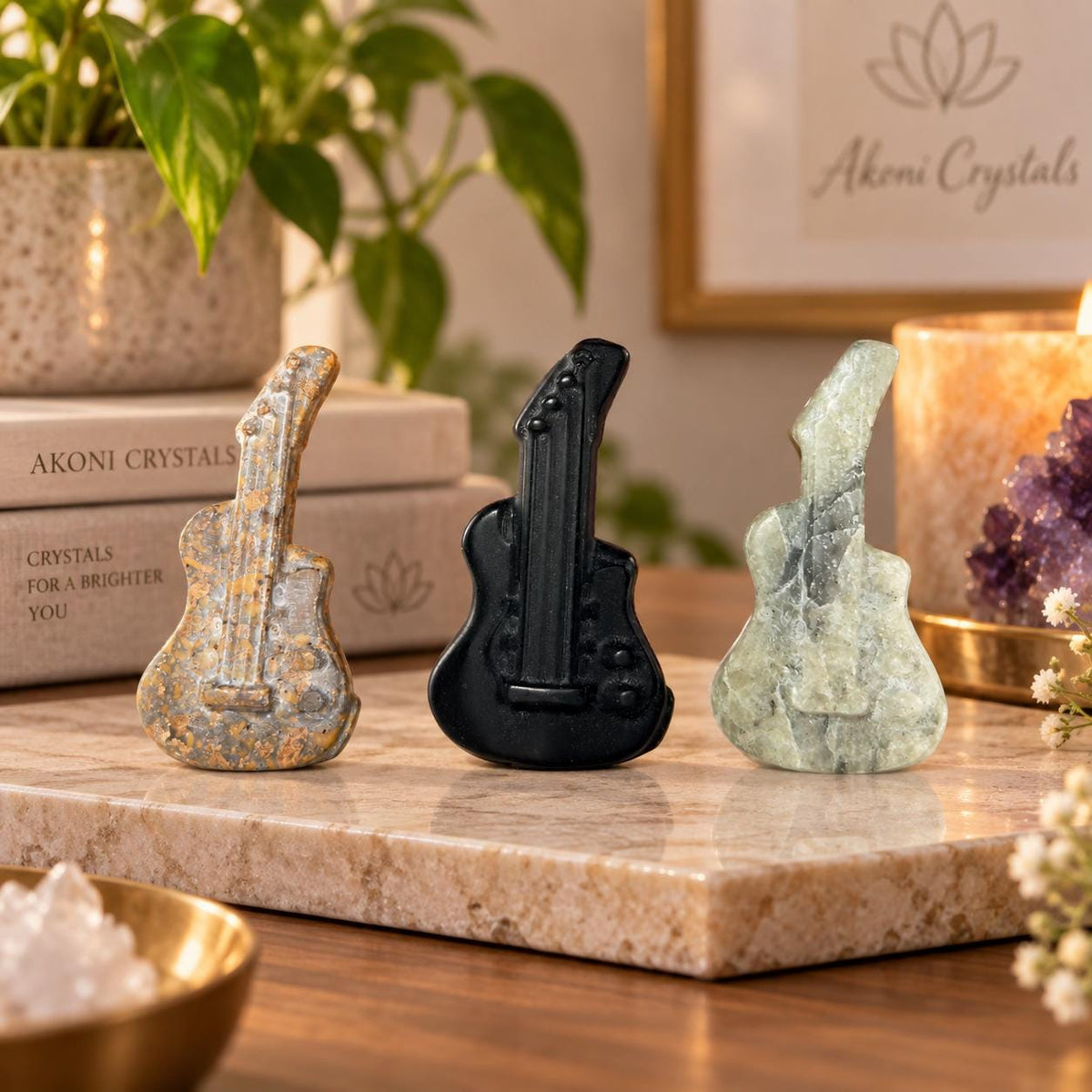Mini Crystal Guitar Carvings – Choose Your Stone