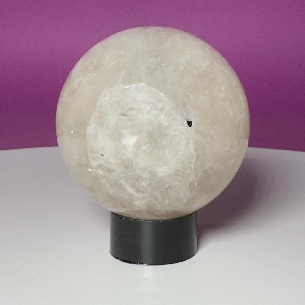Tourmalinated Quartz Sphere on Black Acrylic Stand