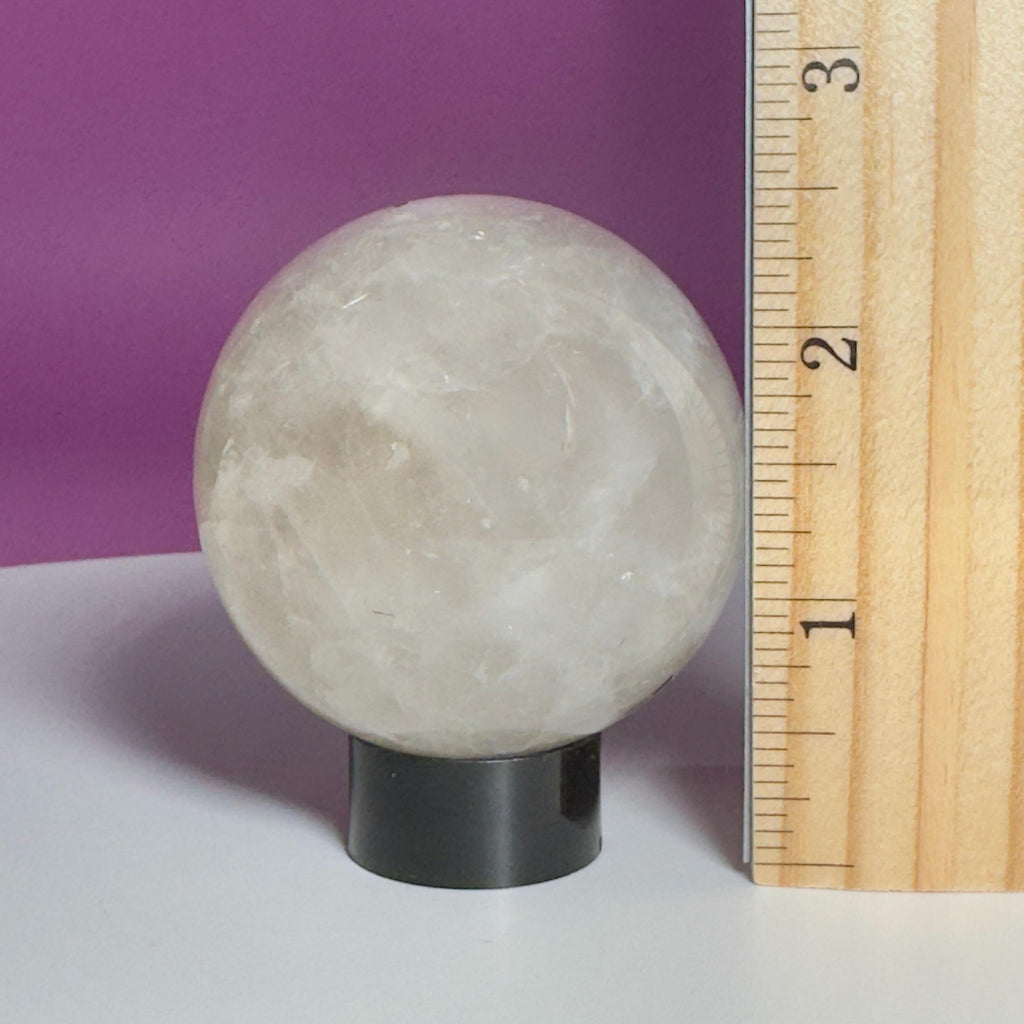 Tourmalinated Quartz Sphere on Black Acrylic Stand