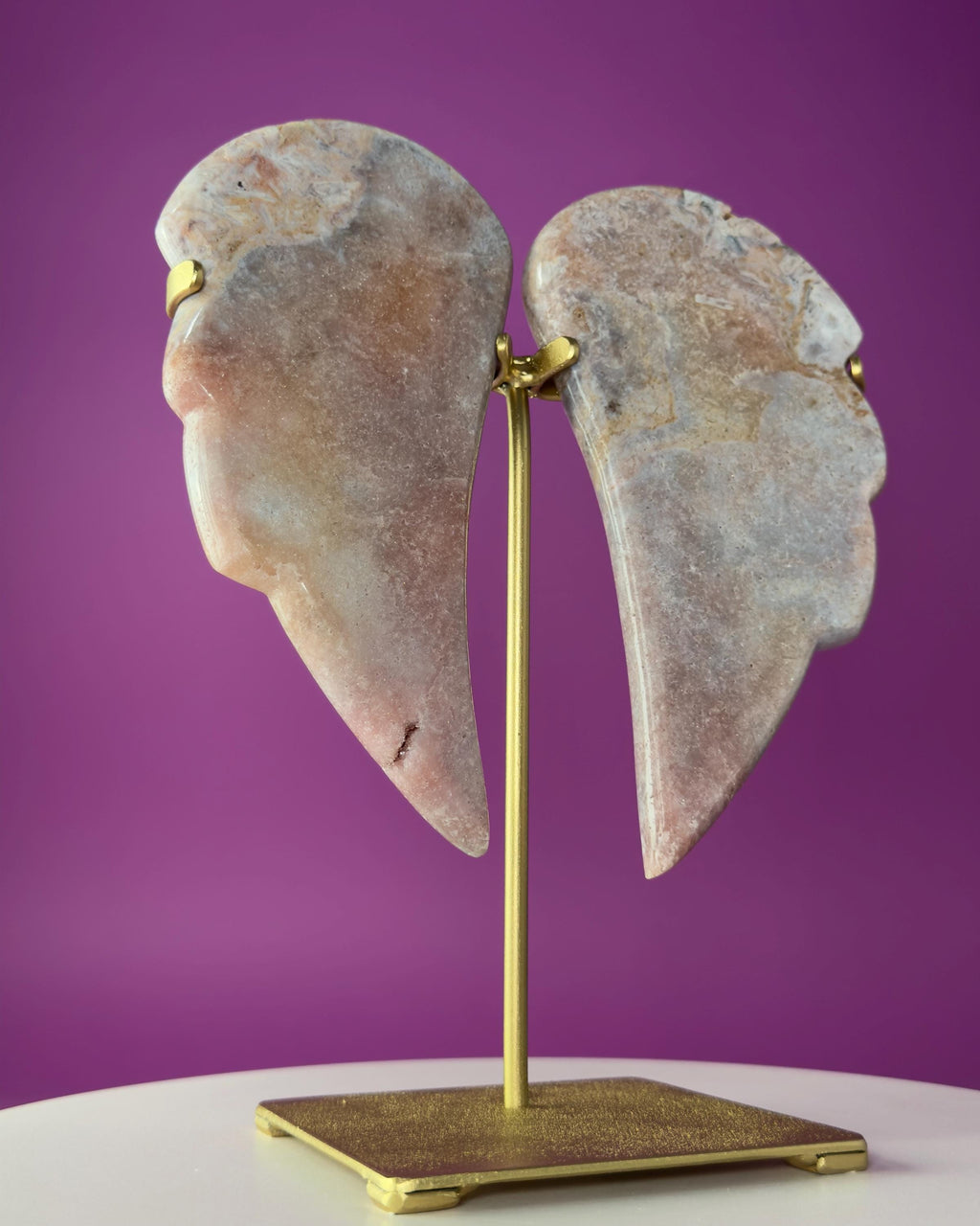 Pink Amethyst Angel Wings | Blue Agate Crystal Display | Druzy | 1340g