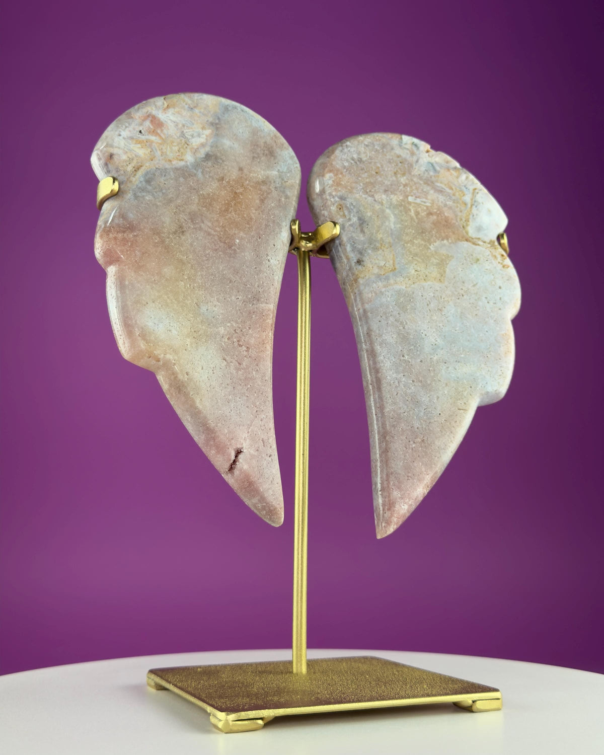 Pink Amethyst Angel Wings | Blue Agate Crystal Display | Druzy | 1340g
