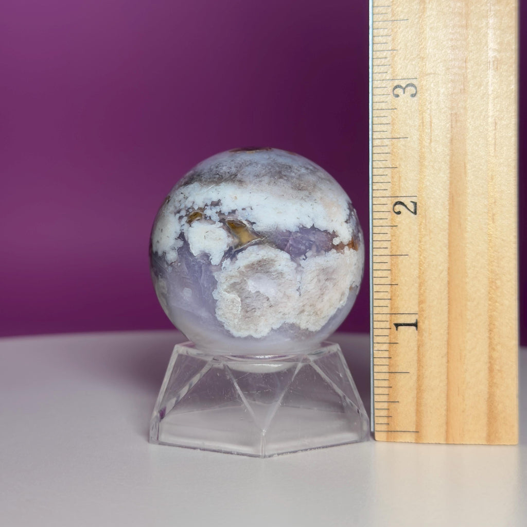 Blue Flower Agate Sphere with Acrylic Stand