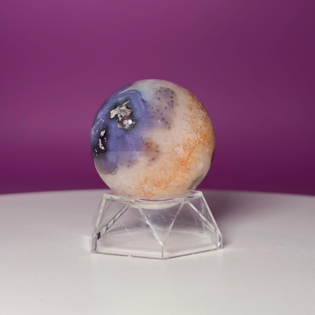 Blue Flower Agate Sphere | Crystal Sphere with Acrylic Stand