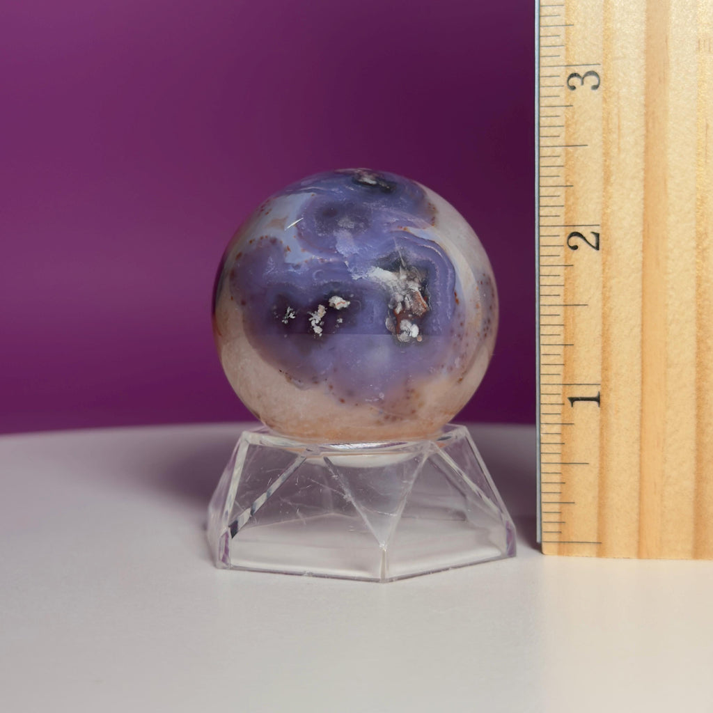 Blue Flower Agate Sphere | Crystal Sphere with Acrylic Stand
