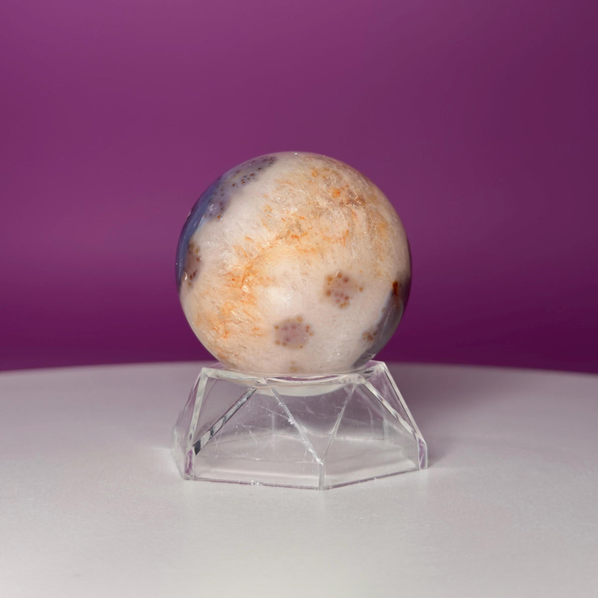 Blue Flower Agate Sphere | Crystal Sphere with Acrylic Stand