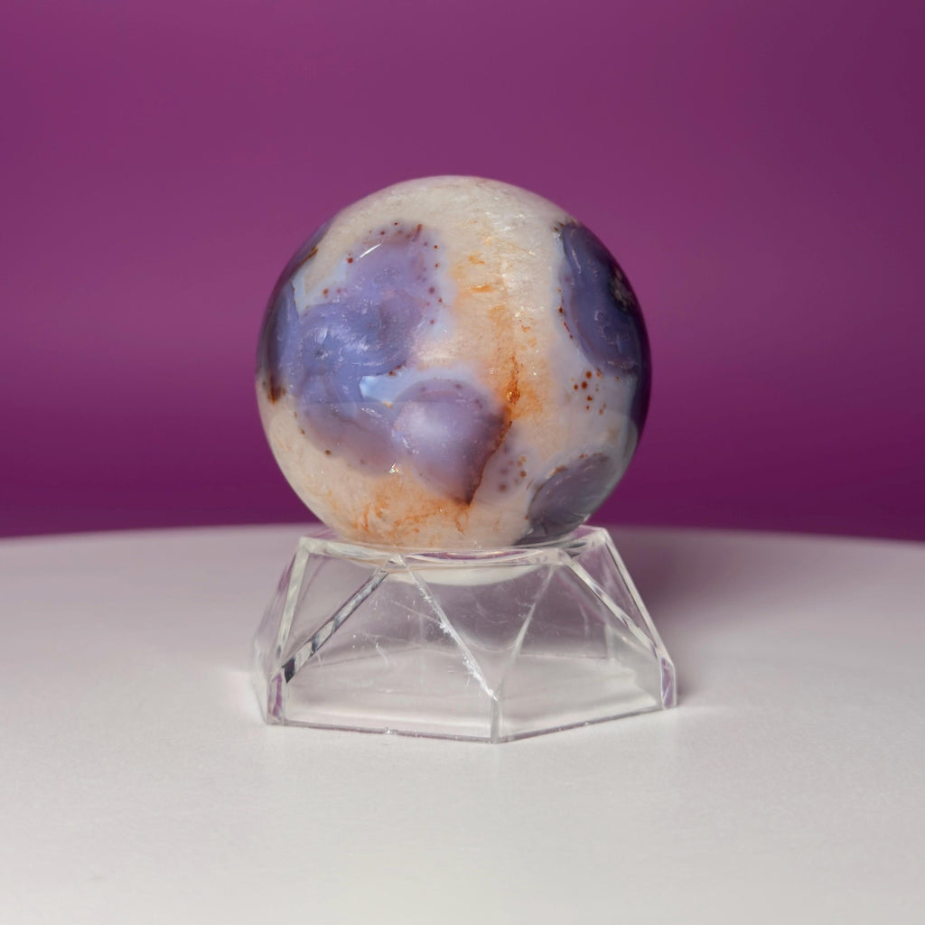 Blue Flower Agate Sphere | Crystal Sphere with Acrylic Stand