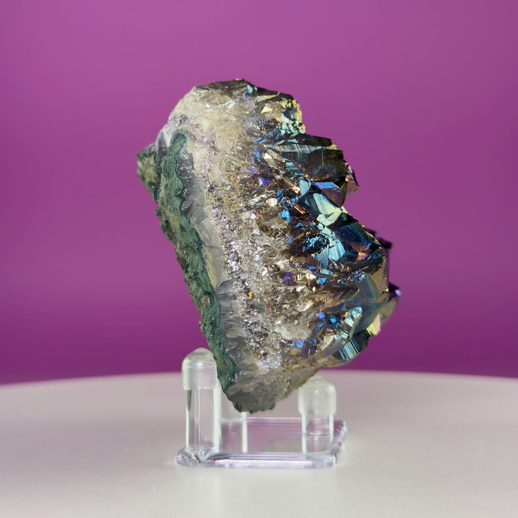 Aura Quartz Cluster | Rainbow Crystal Specimen | Acrylic Display | 474g