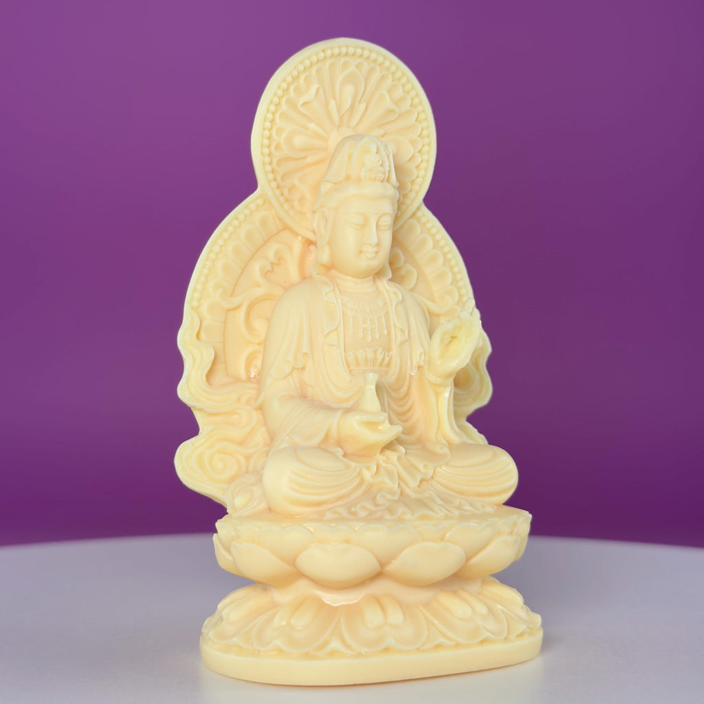 Ivory Nut Guanyin Carving – 5.87" Spiritual Statue