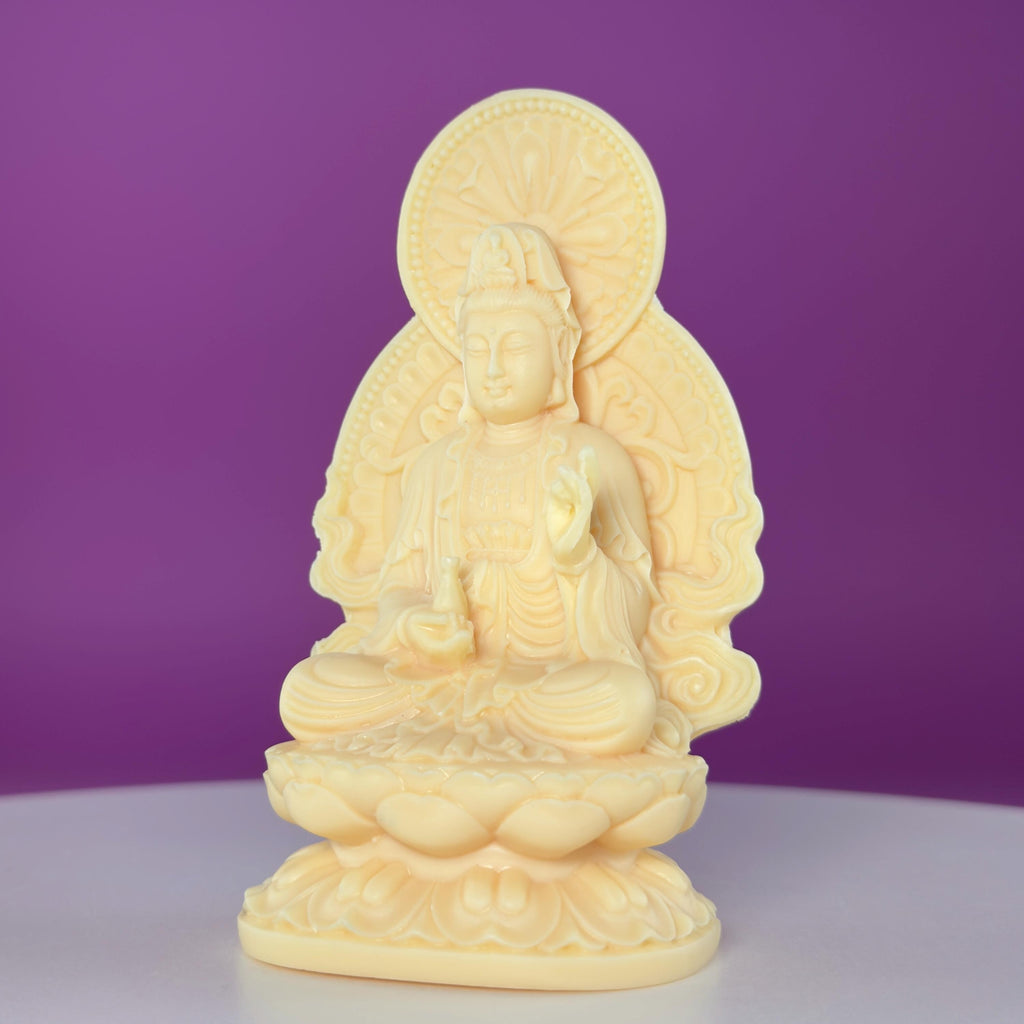 Ivory Nut Guanyin Carving – 5.87" Spiritual Statue
