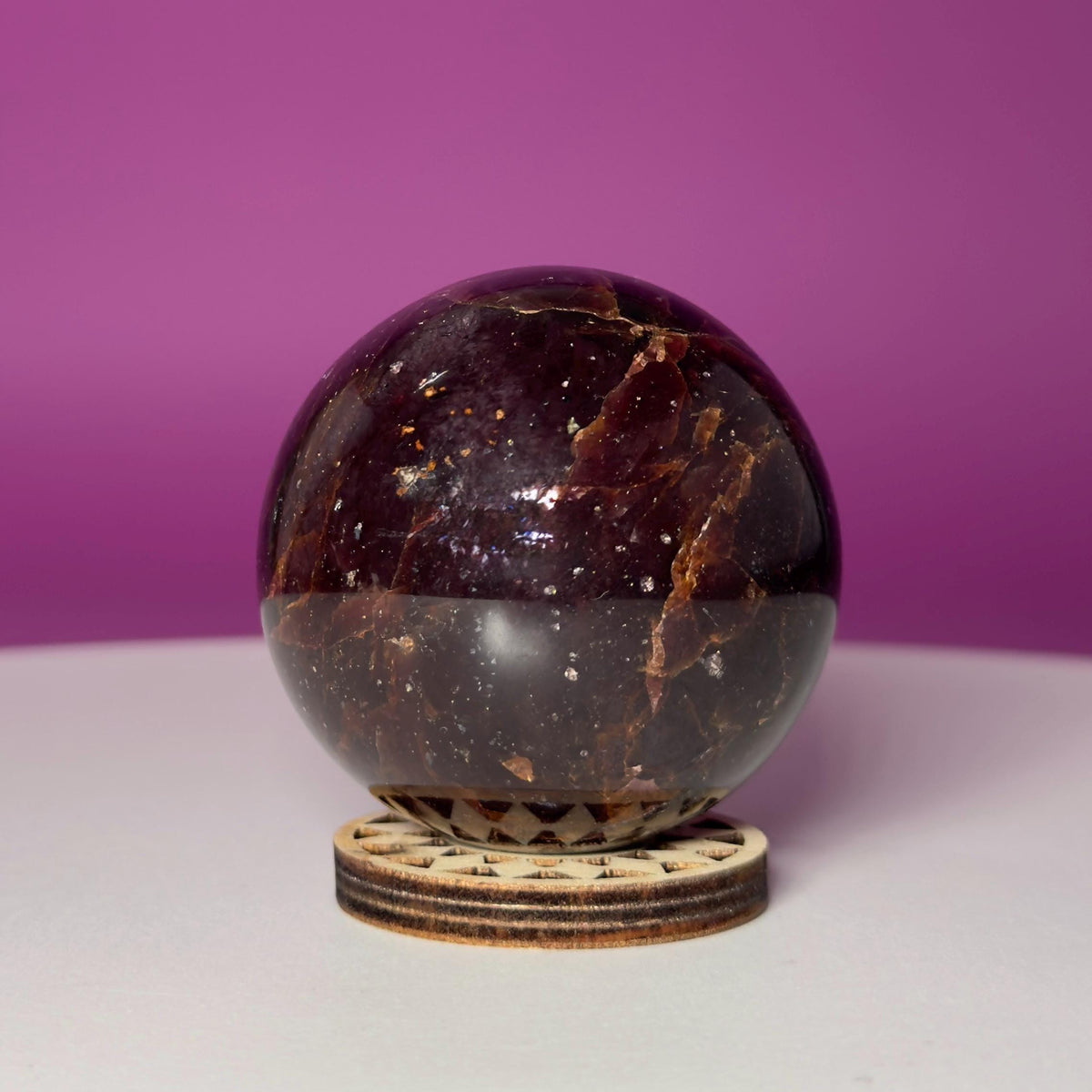 Star Aragonite Sphere | Crystal Sphere with Wood Stand | 217g