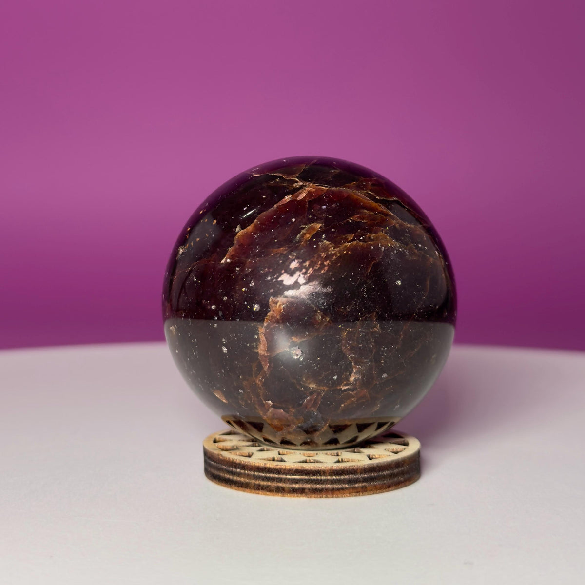 Star Aragonite Sphere | Crystal Sphere with Wood Stand | 217g